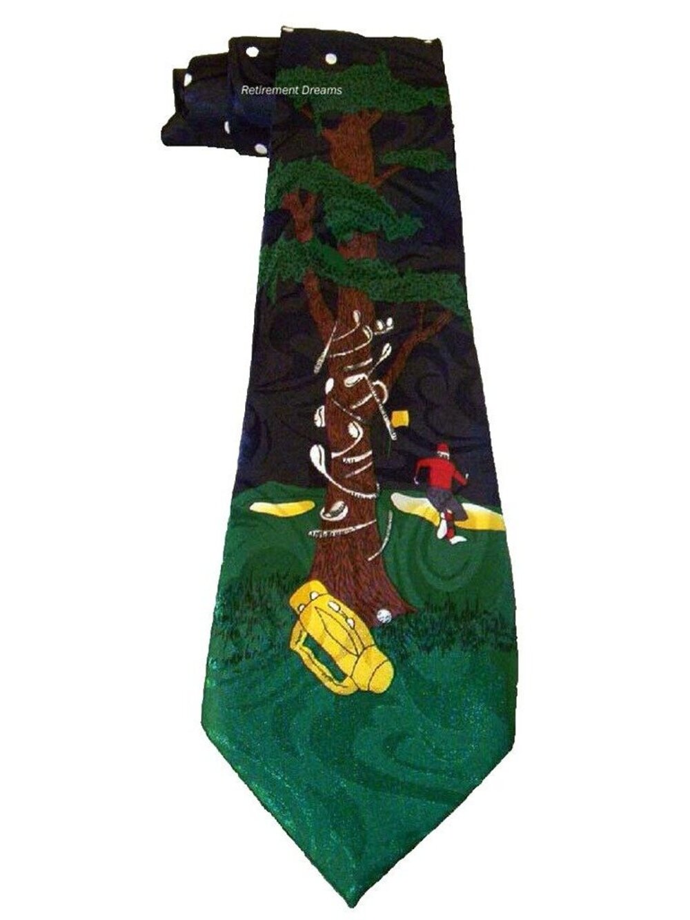 Fratello Handmade Tree Golf Scene Mens Tie Novelty Design Green & Blue